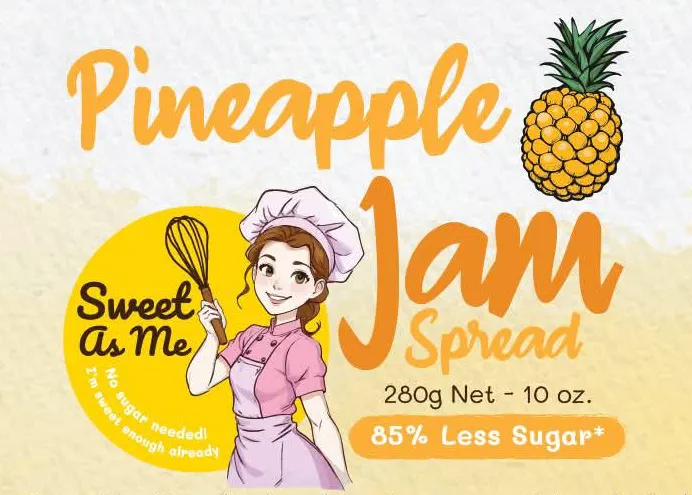 Sweet As Me pineapple jam spread label artwork