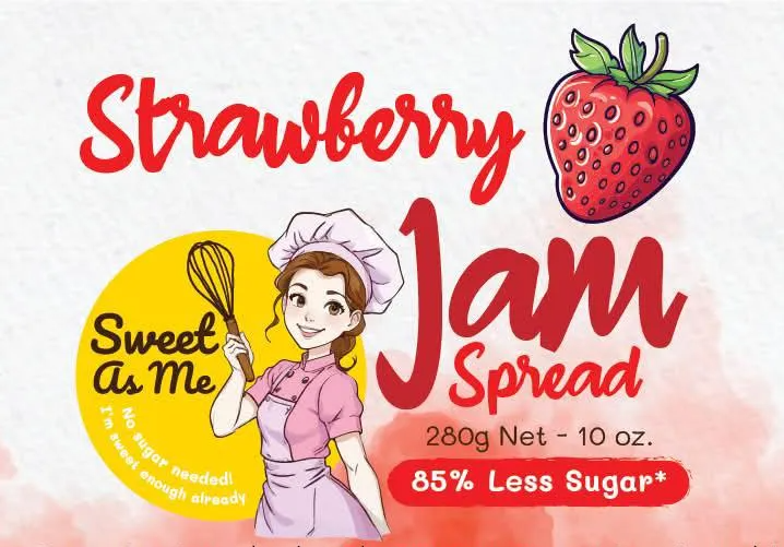 Sweet As Me strawberry jam spread label artwork