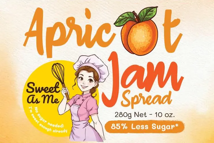 Sweet As Me apricot jam spread label artwork